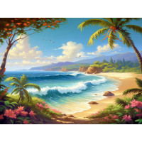 Алмазная мозаика 30х40см (РК) Райский остров без подрамника полное заполнение арт.НД-6414