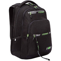 Рюкзак для мальчиков (Grizzly) арт.RU-531-4/2 черный - салатовый 31х43х20 см