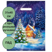 Пакет ПВД прорезная ручка 31*40 60мкм НГ Ночное чудо