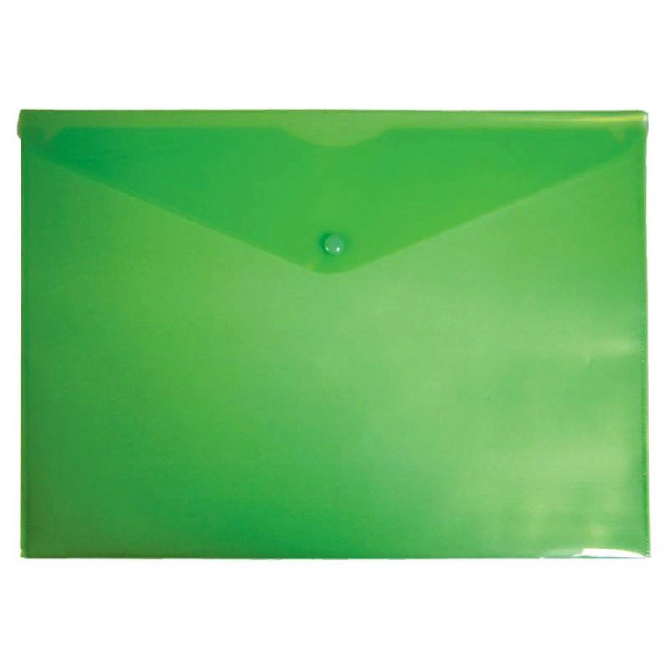 Папка-конверт на кнопке А5(210*243) 180мкм Бюрократ зеленый арт.PK804A5gr