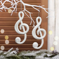 Украшение декор.подвеска пластик (Серия жемчужная) "Скрипичный ключ" 10см арт.916-2008