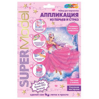 Поделка из перьев и страз Аппликация Стильная фея (MultiArt) арт.FEATHGEM-TOPF