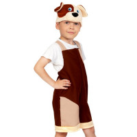 Костюм М (ЖИВОТНОЕ) Песик (полукомбинезон,маска) р.98-116 цв.коричневый/бежевый плюш арт.2056