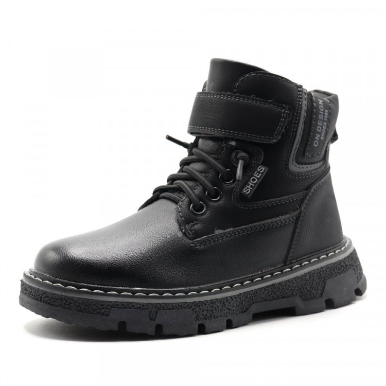Ботинки для мальчика ( Колобок ) черный верх-искусственная кожа подкладка -натуральный мех артикул kok-5993-01