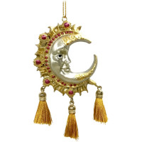 Украшение декор.подвеска фигурка (Серия Царьград) "Месяц" 08см цв.бел/золото с декором арт.95515