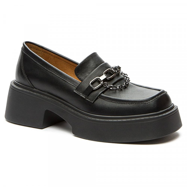 Туфли для девочки (KEDDO) черные верх-искусственная кожа подкладка-натуральная кожа размерный ряд 34-39 артикул 538565/11-01
