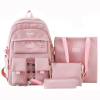Рюкзак для девочек (SUGE)+сумка+косметичка+пенал розовый 30×14×46см арт.CC444_SG5536-4