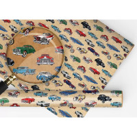 Бумага упаковочная 100*70см "Автомобили ретро" крафт арт.152502547