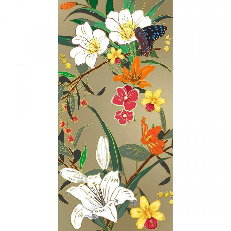 Открытка-конверт Без надписи "Цветы" фольга арт.075703