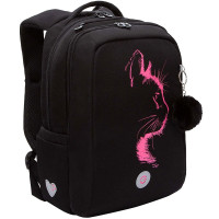 Рюкзак для девочек (Grizzly) арт.RG-566-1/1 черный - фуксия 26х39х17см