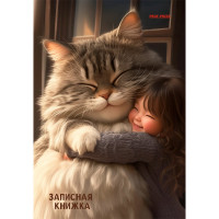 Записная книжка А6 твердая обложка 80 листов (Prof-Press) Дружелюбный большой кот глянцевая ламинация арт.80-3734