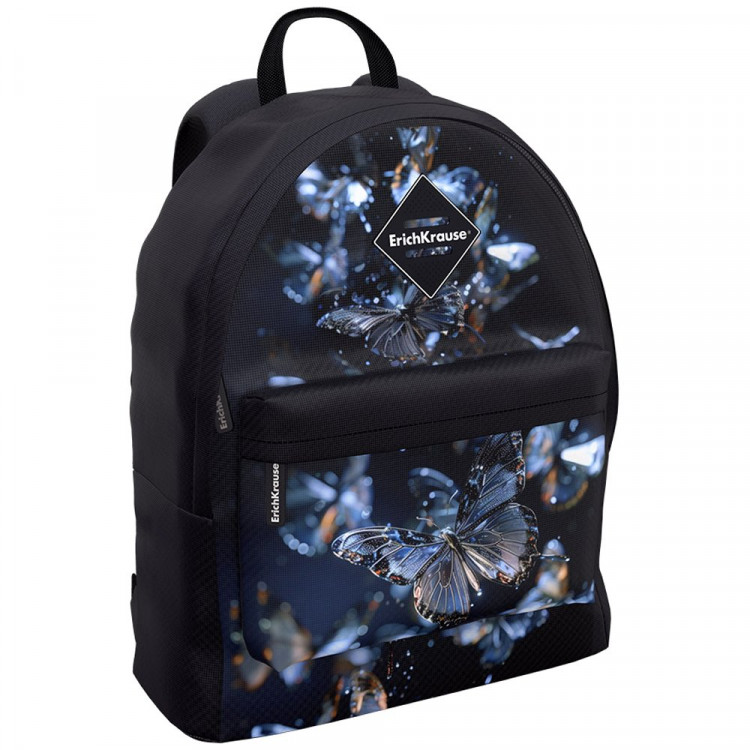 Рюкзак для девочек (ErichKrause) EasyLine Touch Glass Butterflies черный 39x13x29 см арт.63000