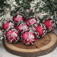 Набор шаров 08шт 06см "Жемчужная веточка" бордовый арт.3249220