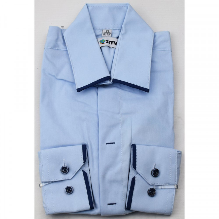 Сорочка детская приталенная длинный рукав размерный ряд 29/116-122-36/158-164  цвет голубой Brostem арт.BRDS2A18-61d**