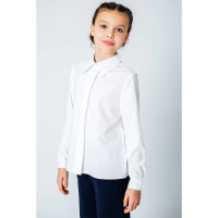 Блузка для девочки (Делорас) длинный рукав цвет белый арт.63828С размерный ряд 34/134-44/164