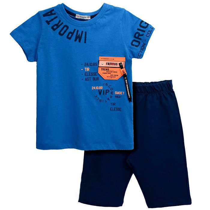 Комплект для мальчика арт.PNG 215709 размер 30/116-34/134 (футболка+шорты) цвет синий