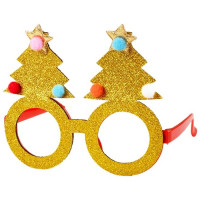 Очки карнавальные "Елка" 14,5*13см желтый арт.78212