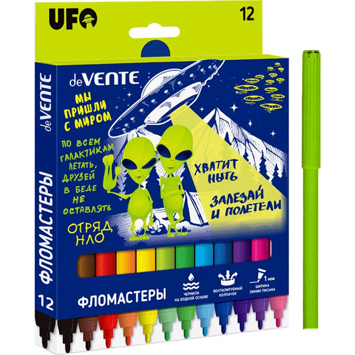 Фломастеры (deVENTE) Alien 12 цветов картонная коробка арт.5081124