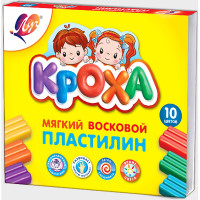 Пластилин 10 цветов 150-165 грамм ЛУЧ КРОХА мягкий со стеком арт 12С 875-08