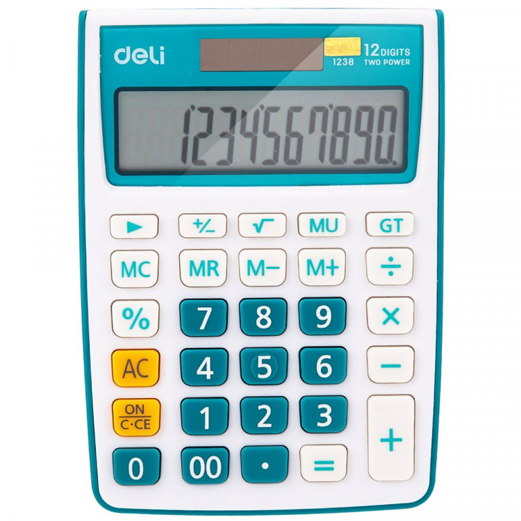 Калькулятор настольный 12 разрядный Deli 104.5*27.4*145.1мм (E1238/BLUE) синий, одинарное питание