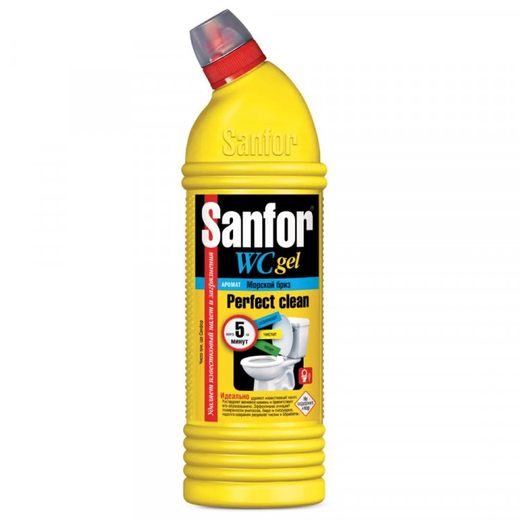 Чистящее средство для сантехники Sanfor 750г WC gel, морской бриз арт.1549 (Ст.15)