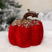 Игрушка декор. "Бархат Тыква блестящая" 10см цв.бордовый арт.183-0533