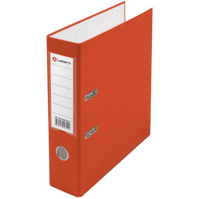 Папка-регистратор 80мм ПВХ с 1 сторонней обтяжкой, металлический уголок, оранжевая, собранная