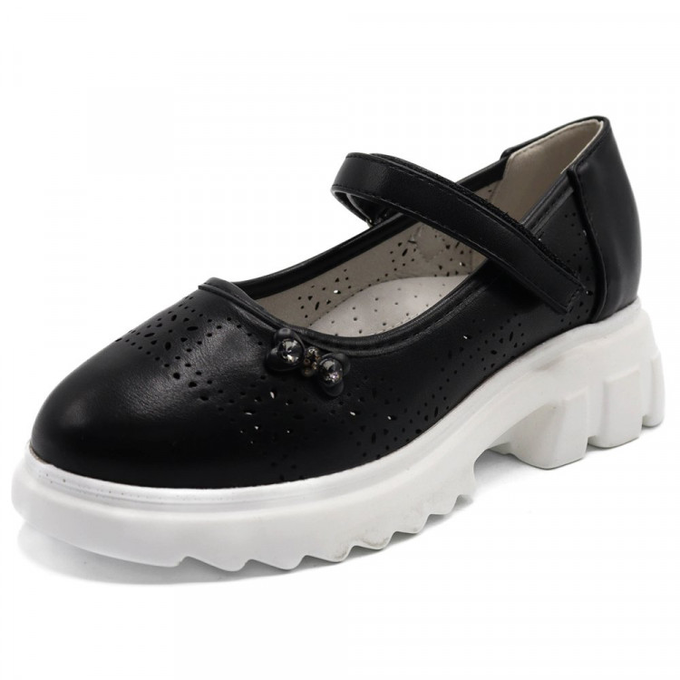 Туфли для девочки (Meitesi) черный верх-искусственная кожа подкладка-искусственная кожа размерный ряд 30-37 арт.ldj-RG11-3