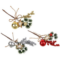 Украшение декоративное "Ветка. Хвоя, ягоды, игрушки" 16см асс. арт.535-100