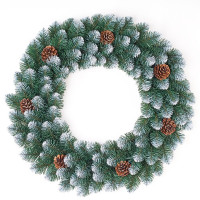Венок декоративный 50см хвоя ПВХ на каркасе, с шишками "Канадский" арт.ВККП 50