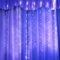 Гирлянда эл.д/дома занавес Дождь 3*3м 300LED "Бриллиант" цв.синий (с.провод) 8реж. арт.725-0581