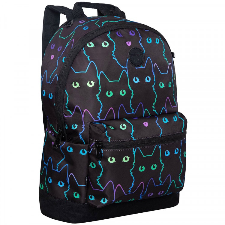Рюкзак для девочек (Grizzly) арт.RXL-322-3/1 неоновые кошки 30х41х12 см