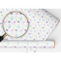 Бумага упаковочная 100*70см "С Днём Рождения! Паттерн тортики" арт.152502524