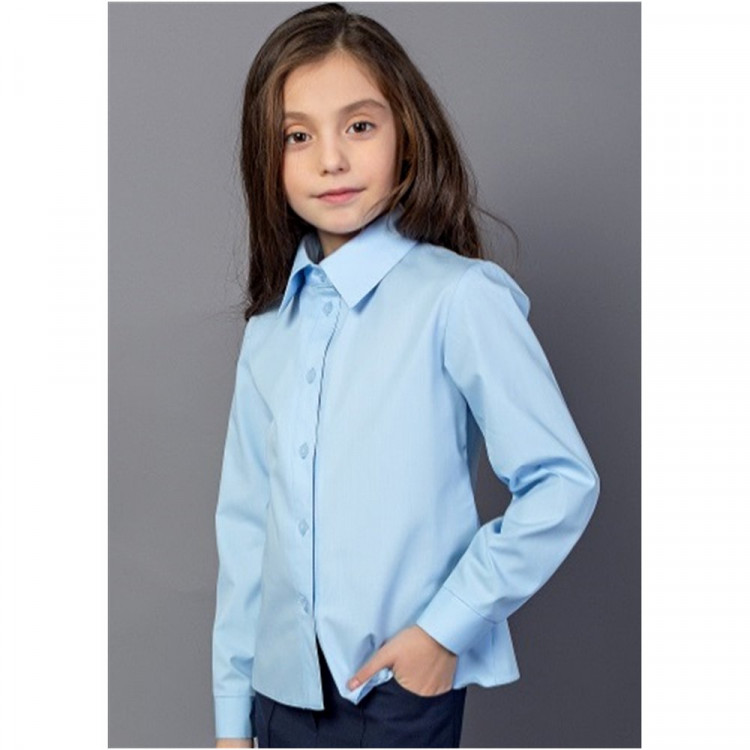 Блузка для девочки (Топтышка) длинный рукав цвет голубой арт.5066 размерный ряд 34/134-42/158