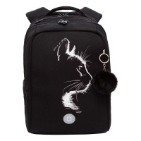 Рюкзак для девочек (Grizzly) арт.RG-566-1/2 черный - белый  26х39х17см