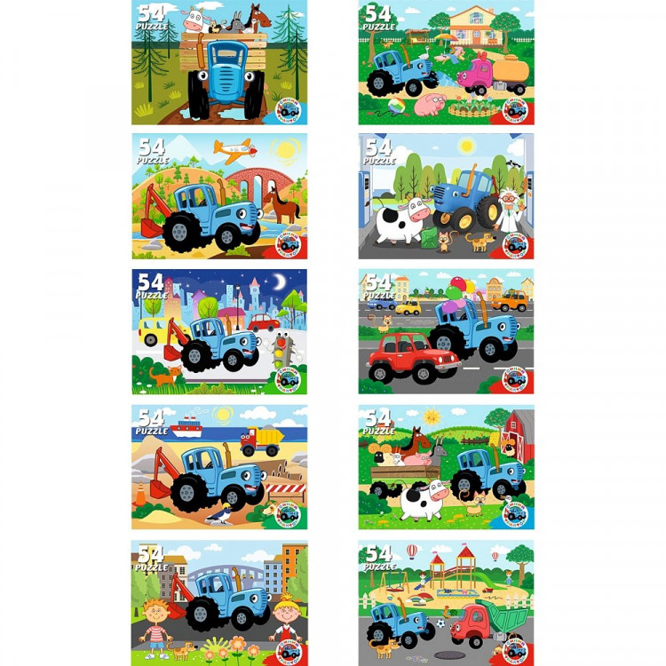 Пазл 54 элемента Веселый трактор (РК) ассортимент арт.П54-2982