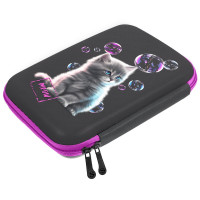 Пенал 1 отделение овальный (Stavia) Котенок с мыльными пузырями мультиколор 210х120х50мм арт.85288