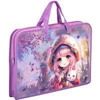 Сумка пластик А4 (Оникс) на молнии ручка-тесьма арт ПТ-14 Аниме с зайкой печать на пластике