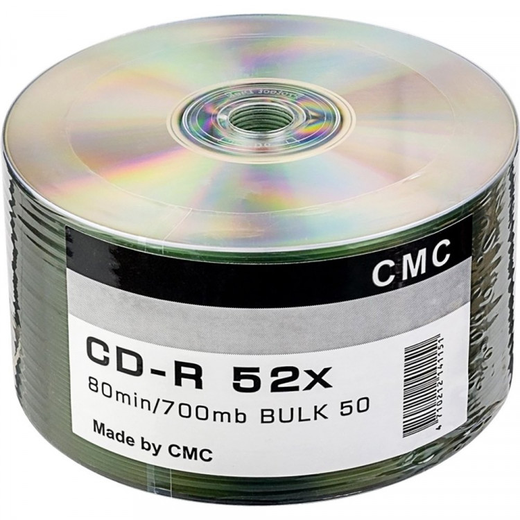 Диск CD-R CMC 700 Mb, 52x, Bulk (50), УПАКОВКА