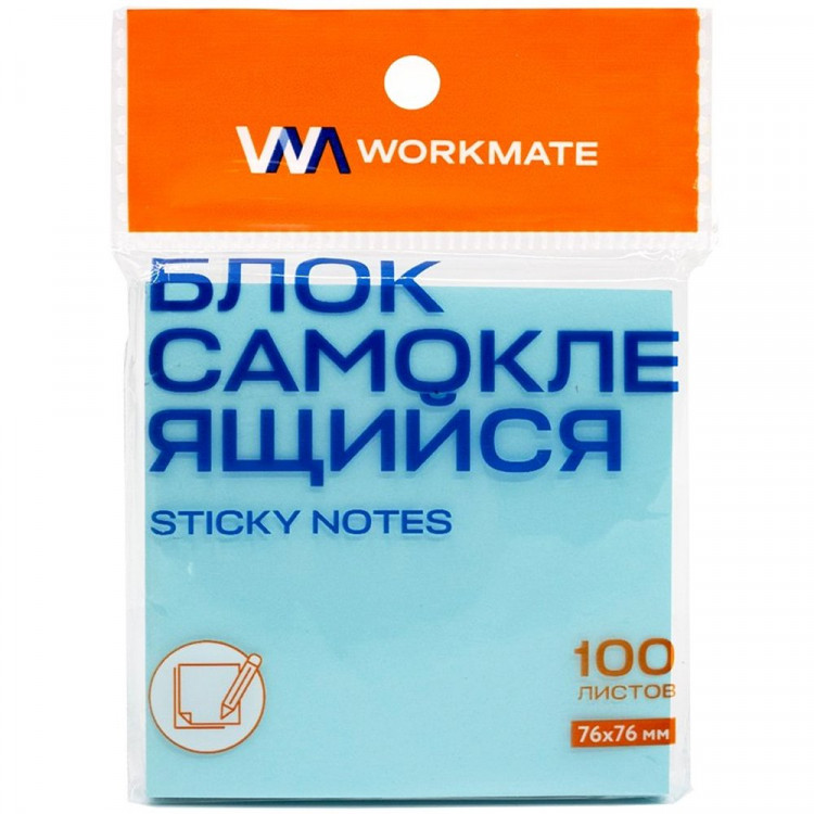 Блок самоклеющийся 76*76 100л пастельно-голубой (Workmate) арт.14-2160 (Ст.12)