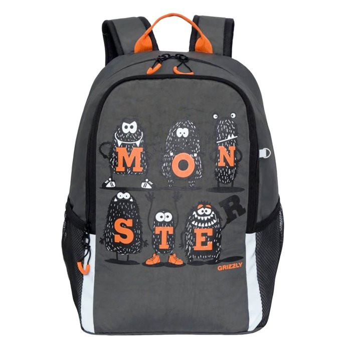 Рюкзак для мальчиков школьный (Grizzly) арт.RB-051-4 серый 29х38х17см