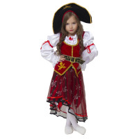 Костюм для девочки Пиратка (блуза,юбка,шляпа,аксессуарыессуарыуары) р.28/110-40/152 ткань арт.8022