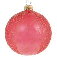 Шар стекло без упаковки /1шт/ 11см "Венецианская сетка" розовый арт.716128_7