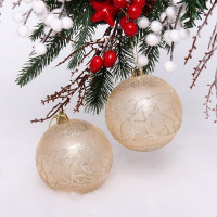 Набор шаров 08см 02шт/наб. "Блестящий узор" цв.шампань арт.201-1991