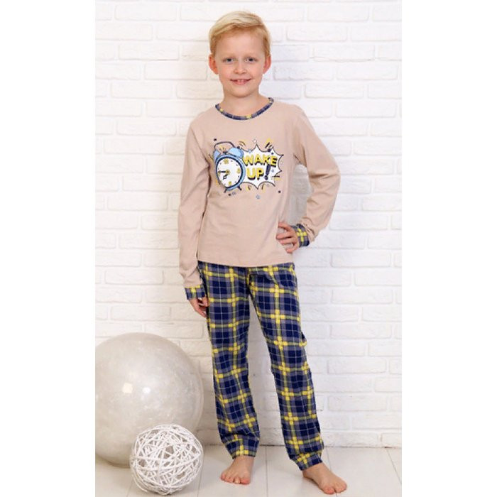 Пижама для мальчика арт.Будильник размер 32/122-34/134 цвет песочный