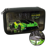 Пенал 2 отделения (ОНИКС) ПКК 11-19 Зелёное авто 190х110мм ламинированный картон + 3D лак