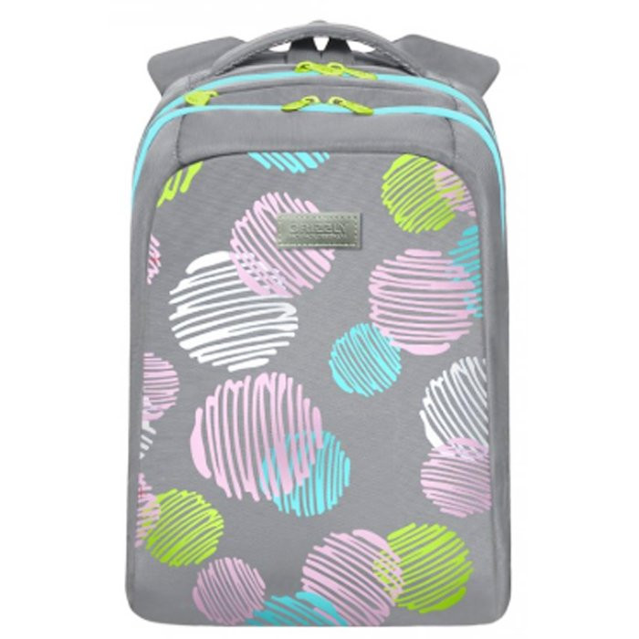 Рюкзак для девочки (Grizzly) арт.RG-066-2 светло-серый 26х39х17 см