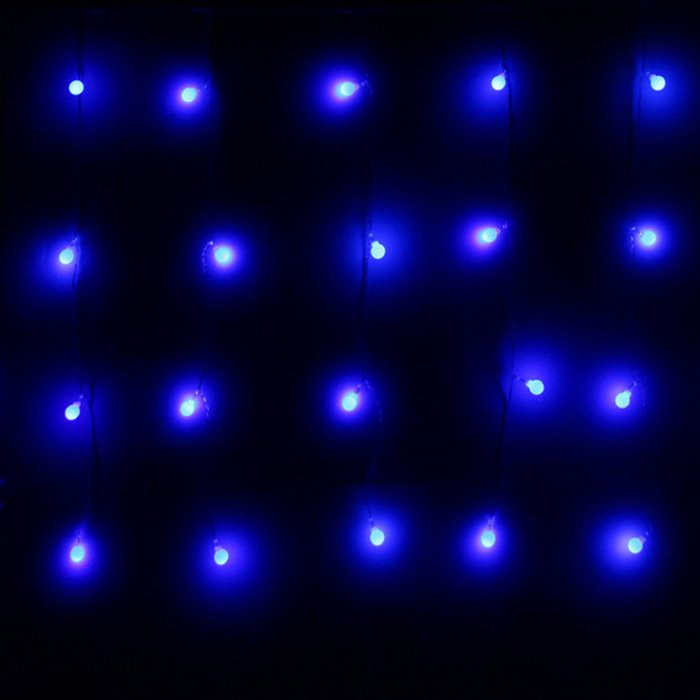 Гирлянда электрическая для дома занавес Бахрома 2,5*0,6м 48LED цвет синий (светлый провод) 4режимов арт.183-523