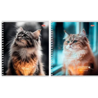 Тетрадь А5 клетка 96 листов на гребне (Prof-Press) Пушистые котики цветная мелованная обложка ассорти арт.Т96-4852