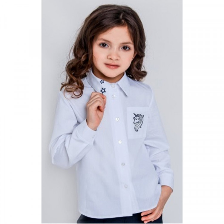 Блузка для девочки (Топтышка) длинный рукав цвет белый арт.5152 размерный ряд 34/134-40/152